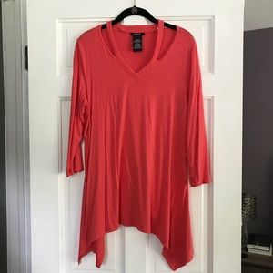 Coral/Pink Sharkbite Tunic Top Size L